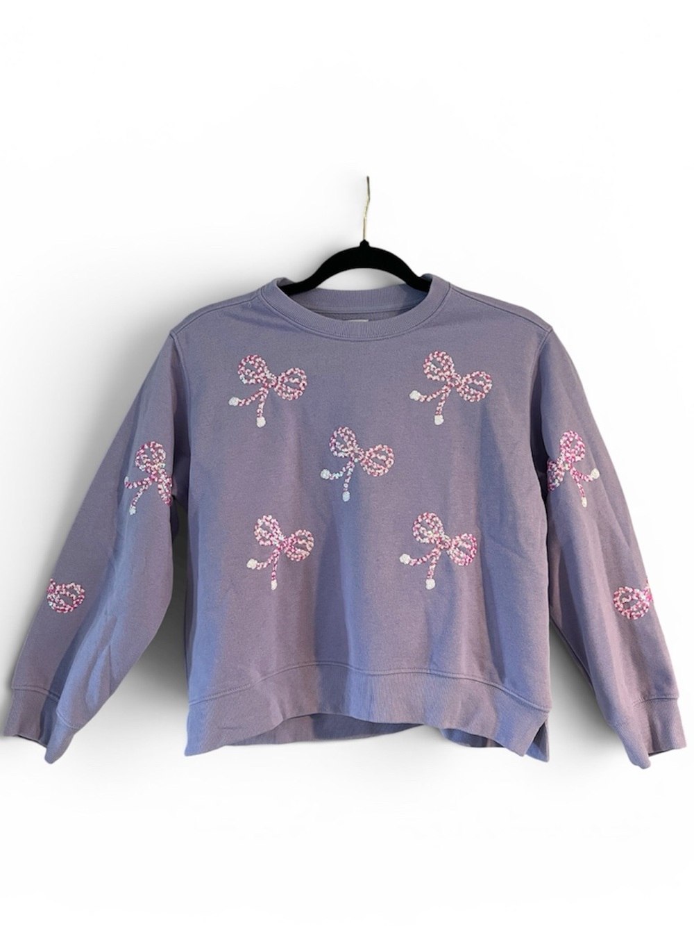 Girls' Lavender Bow Graphic Sweatshirt - Kids Tops